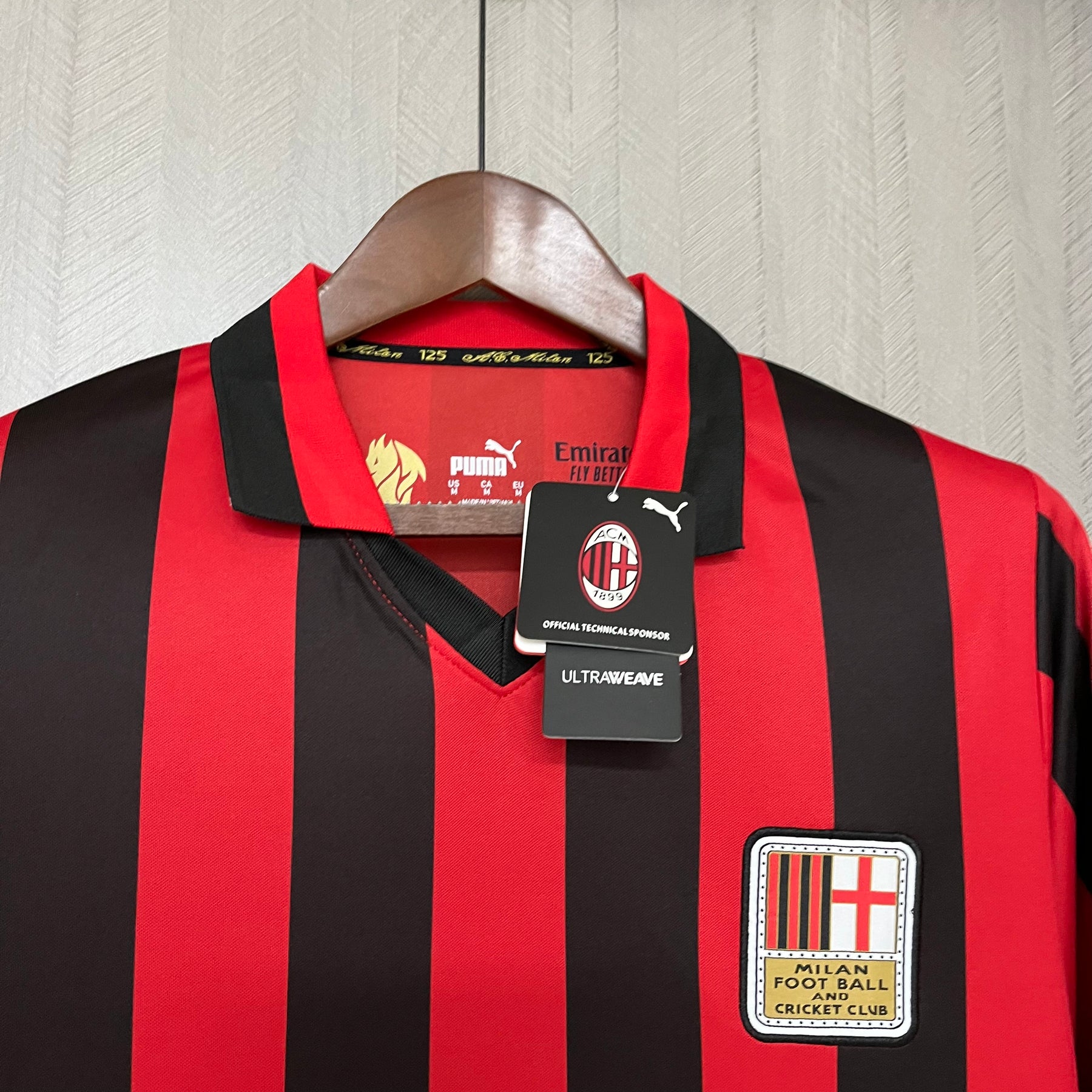 CAMISA MILAN RETRÔ MANGA LONGA 125 ANOS