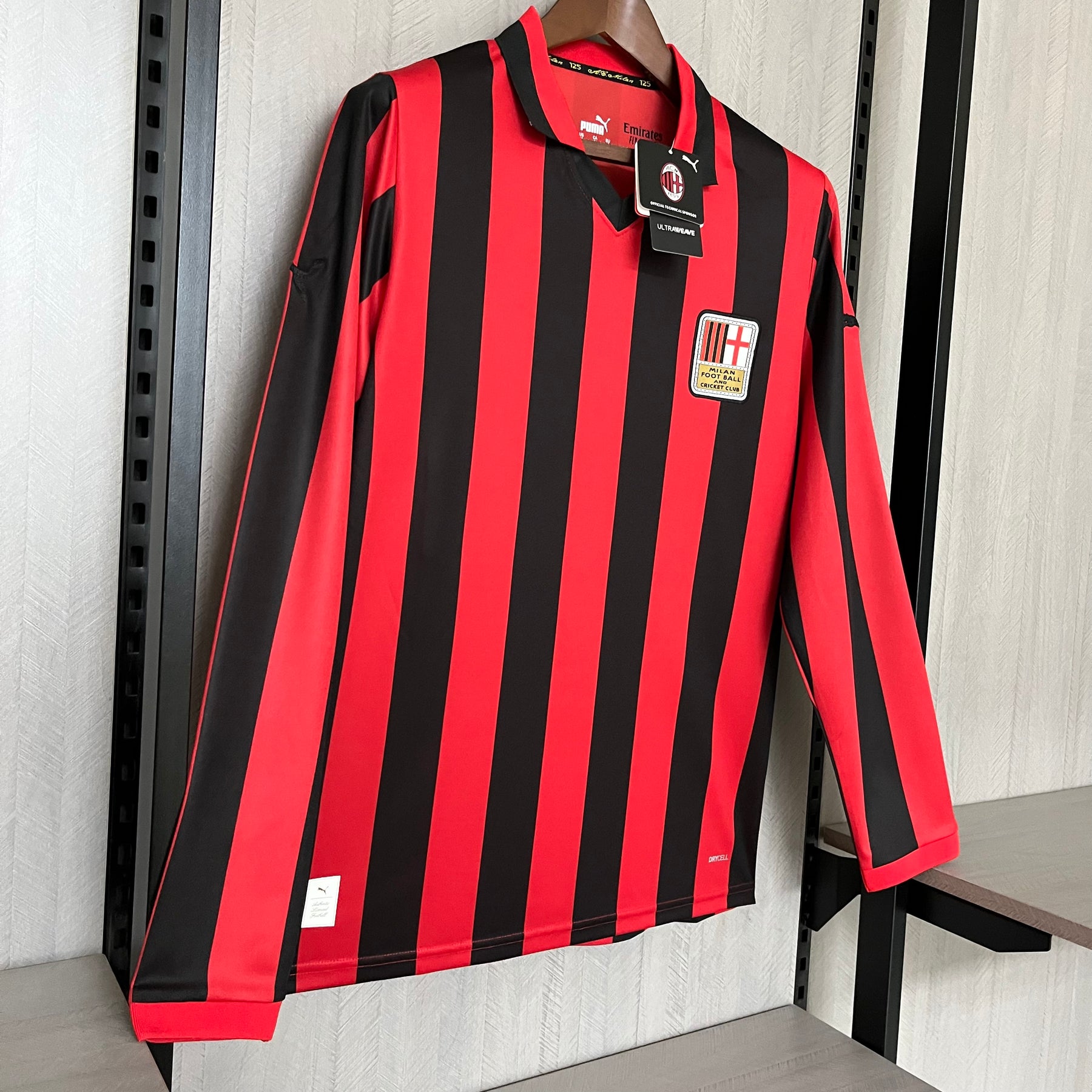 CAMISA MILAN RETRÔ MANGA LONGA 125 ANOS