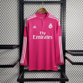 CAMISA REAL MADRID MANGA LONGA RETRÔ ROSA 14/15